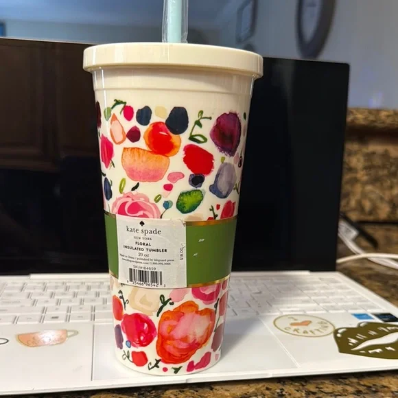 Kate Spade Floral Tumbler with Straw - Picture 3 of 3
